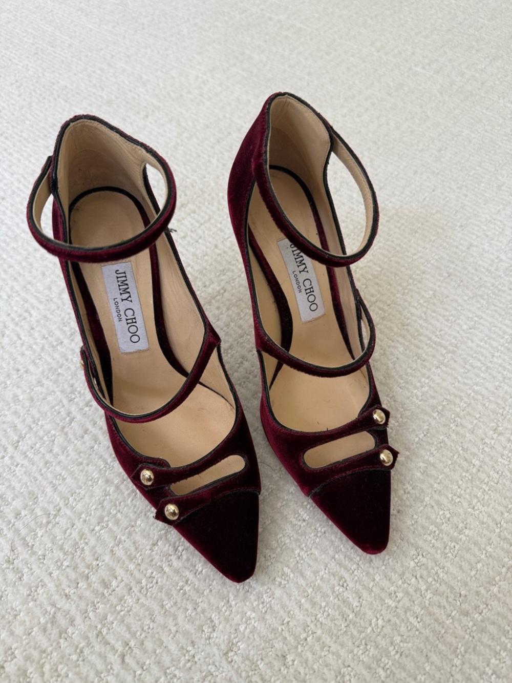 Jimmy Choo Burgundy Velvet Pointed-Toe Heels